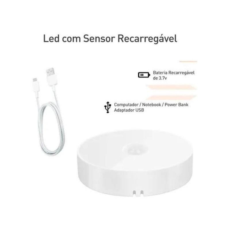 Luminárias Led S/ Fio Com Sensor Presença Usb Recarregáveis (HM249)